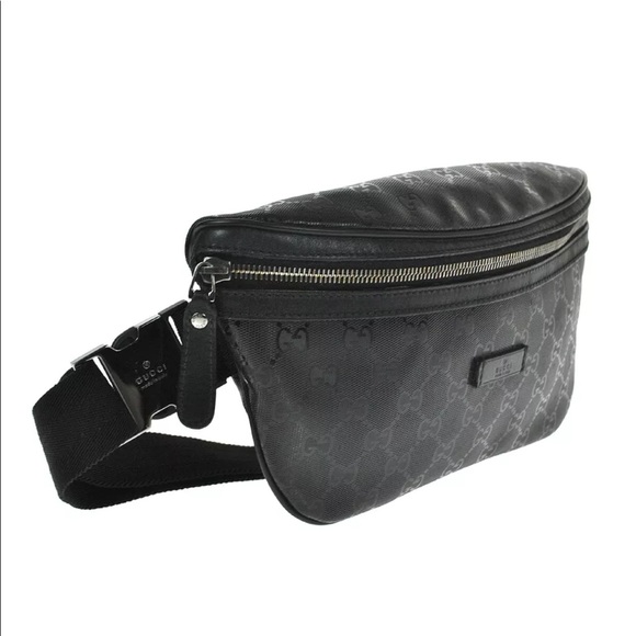 Authentic Gucci Imprime black canvas waist bag fanny pack belt bag - Picture 4 of 14